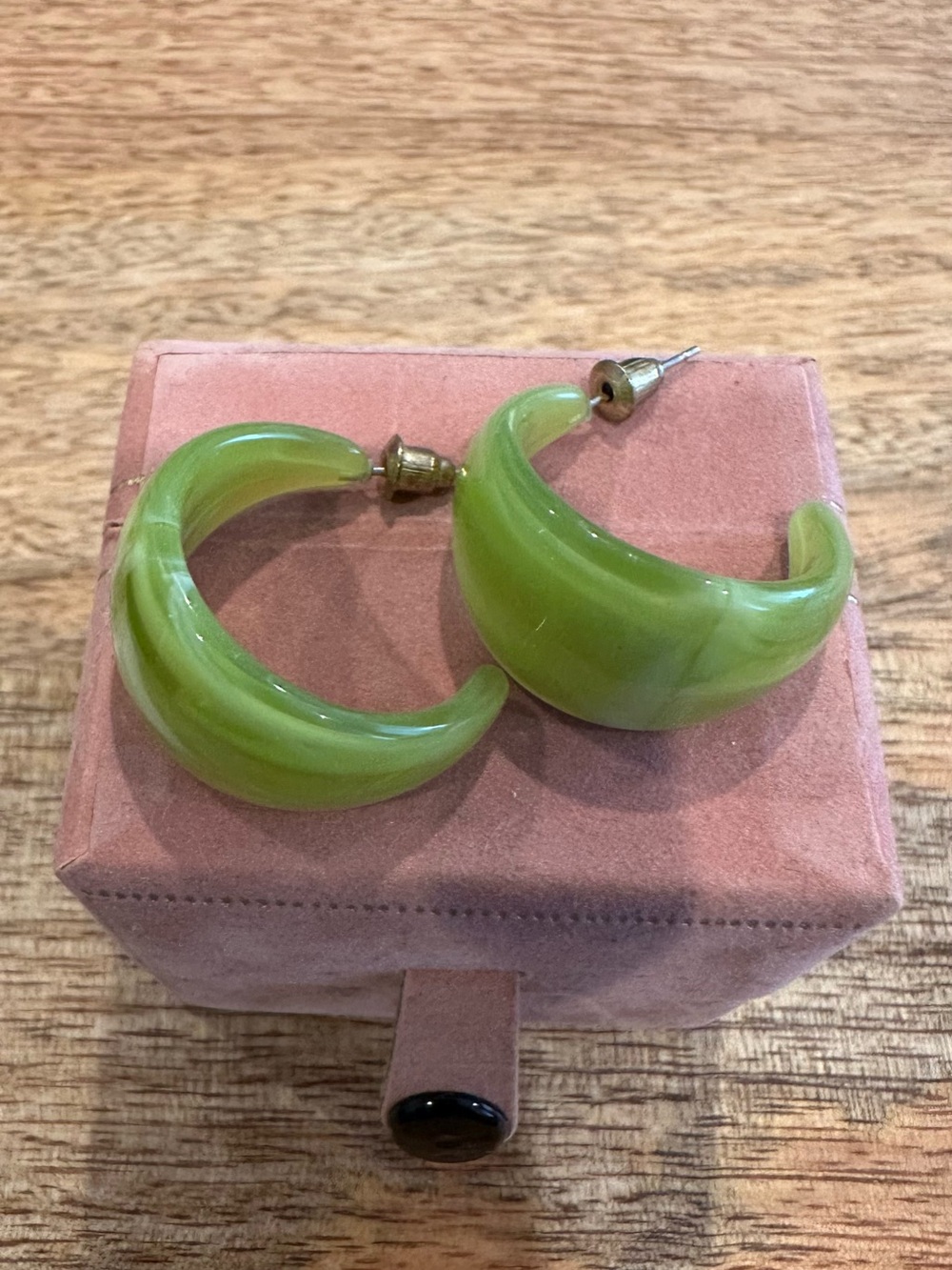 Green Resin Hoop Earrings - Women's Fashion Jewelry